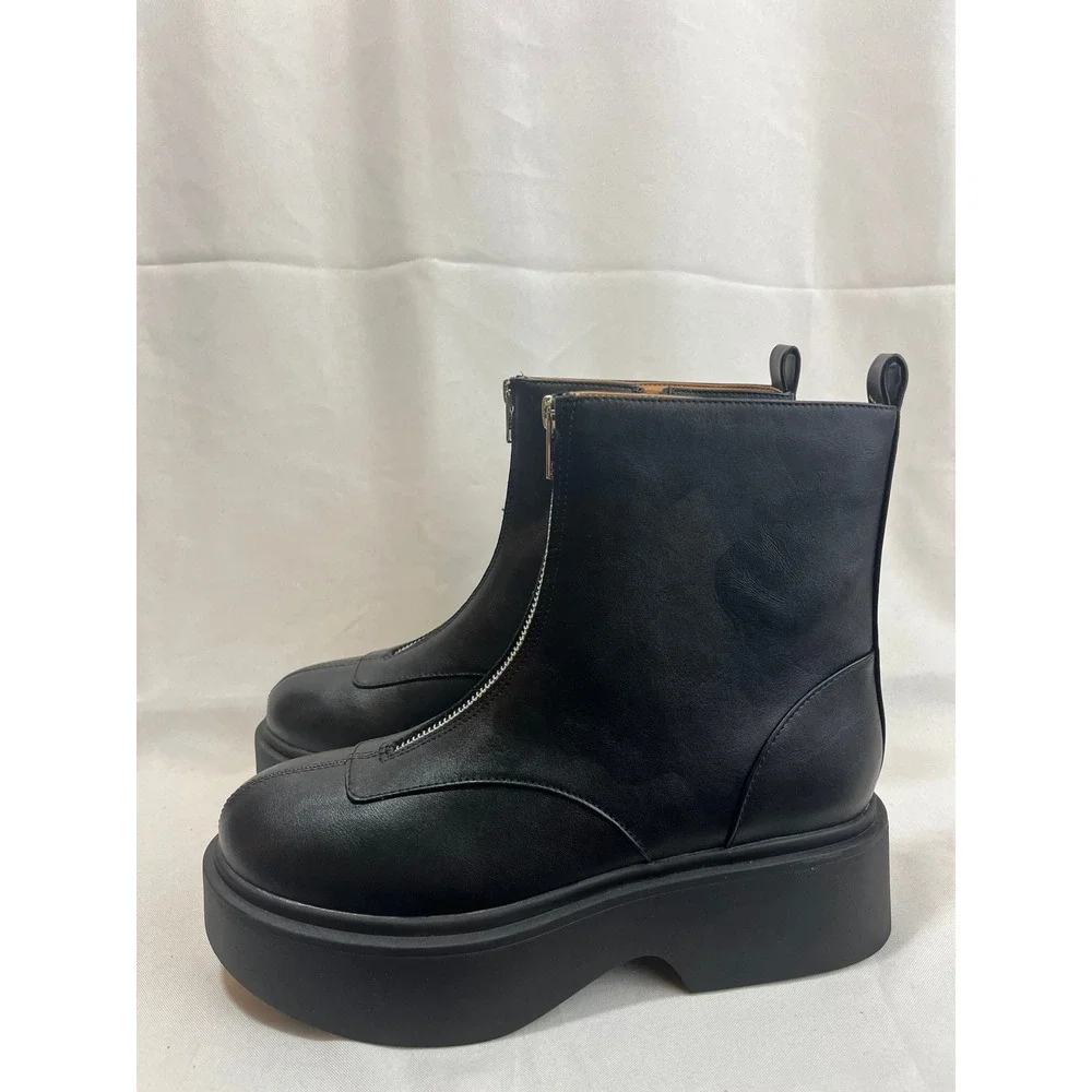 Wild Fable Black Front Zip Platform Ankle‎ Boots Womens 8.5 NWT Chunky Lug Sole